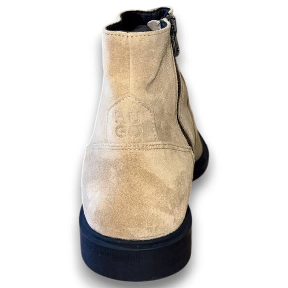 HUGO Kerr Side-Zip Ankle Boots Men's Beige Leather US 9 (UK 8 EU 42) MSRP $199 - Picture 3 of 4